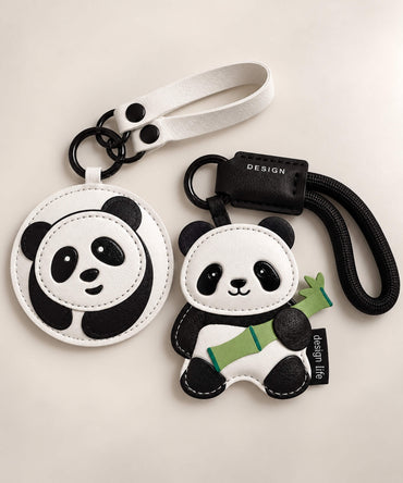 Panda PU leather bag charm keychains in Bamboo Panda and Round Panda designs