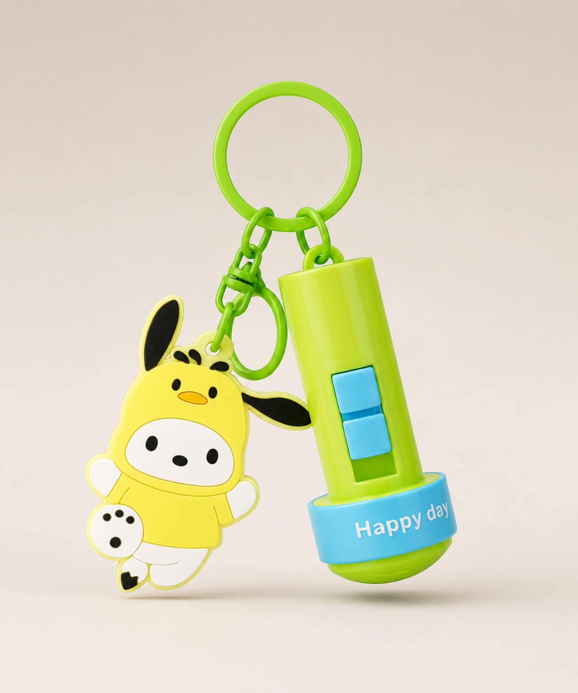 Pochacco projection light interactive keychain with green flashlight charm and cute character pendant