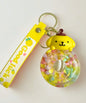 Pompompurin donut liquid keychain floating beads charm cute yellow character bag charm