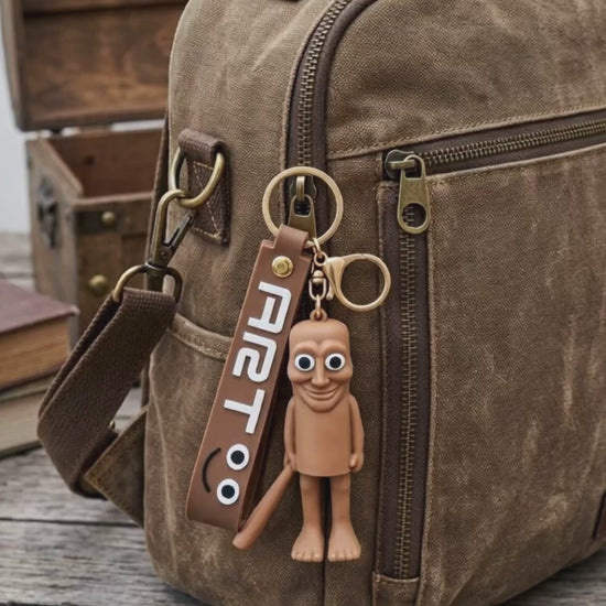 Italian brainrot character keychain hanging on backpack cute bag charm lifestyle use