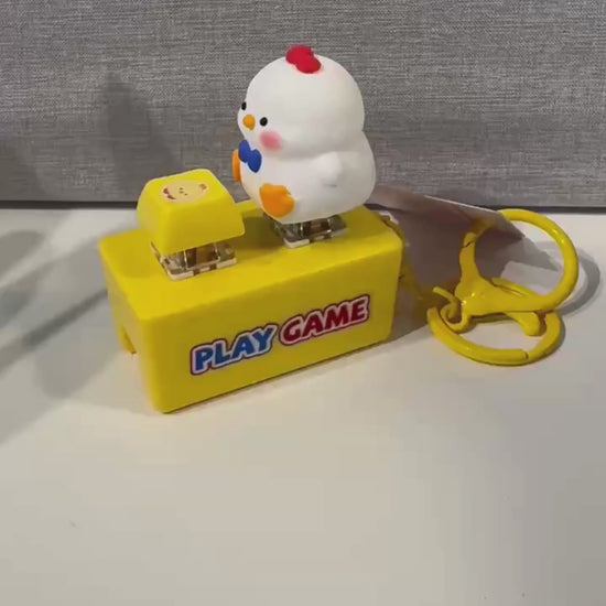 Chick sound and light button keychain interactive feature demonstration