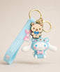 Sanrio Cinnamoroll blue classic keychain with blue strap and gold hardware