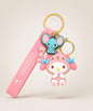 Sanrio My Melody pink classic keychain with pink strap and gold hardware