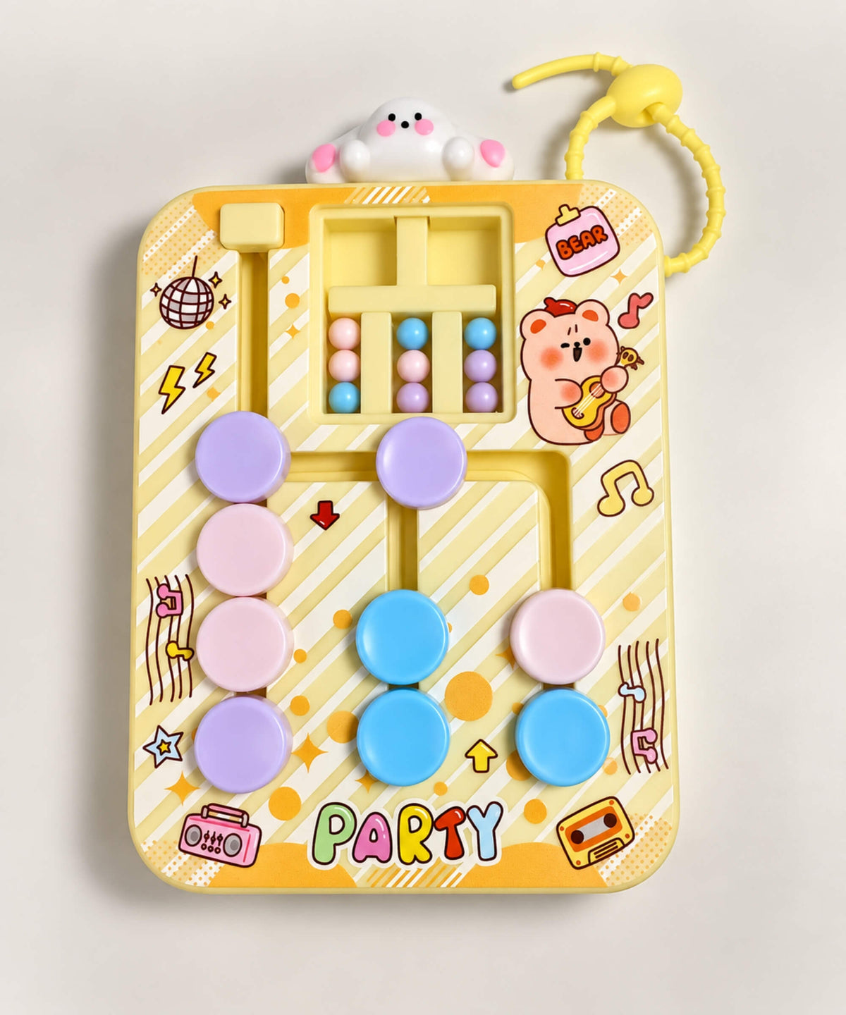 Bear Large Maze sliding bead game keychain with movable puzzle pieces