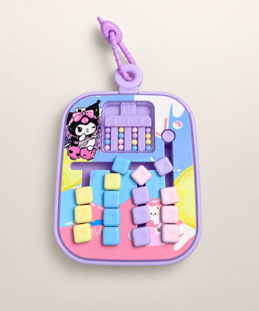 Kuromi Small Maze sliding bead game keychain with movable puzzle pieces
