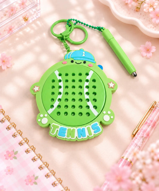Tennis magnetic bead drawing keychain styled with green magnetic pen