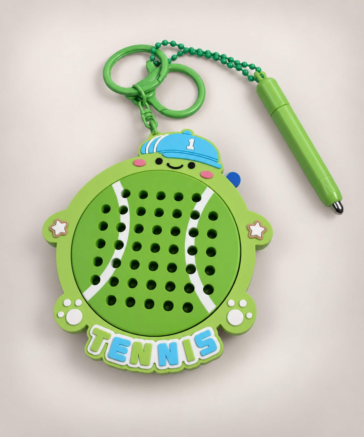 Tennis magnetic bead drawing keychain with green magnetic pen