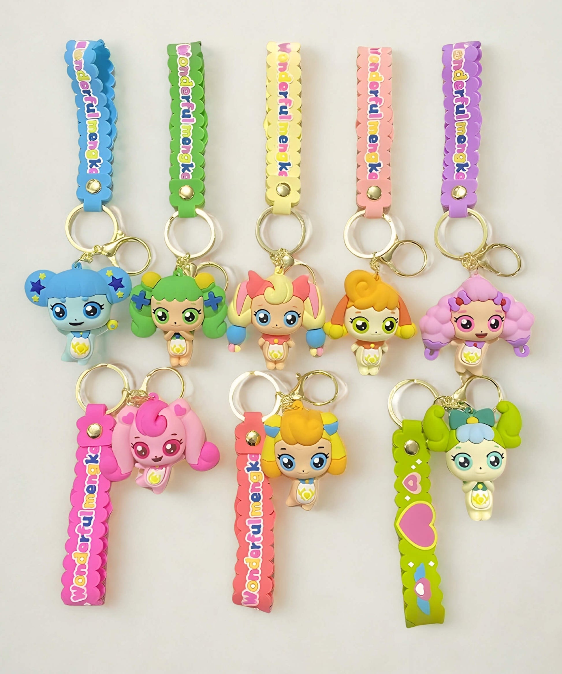 Teenieping style fairy character keychain collection cute bag charm colourful figure set