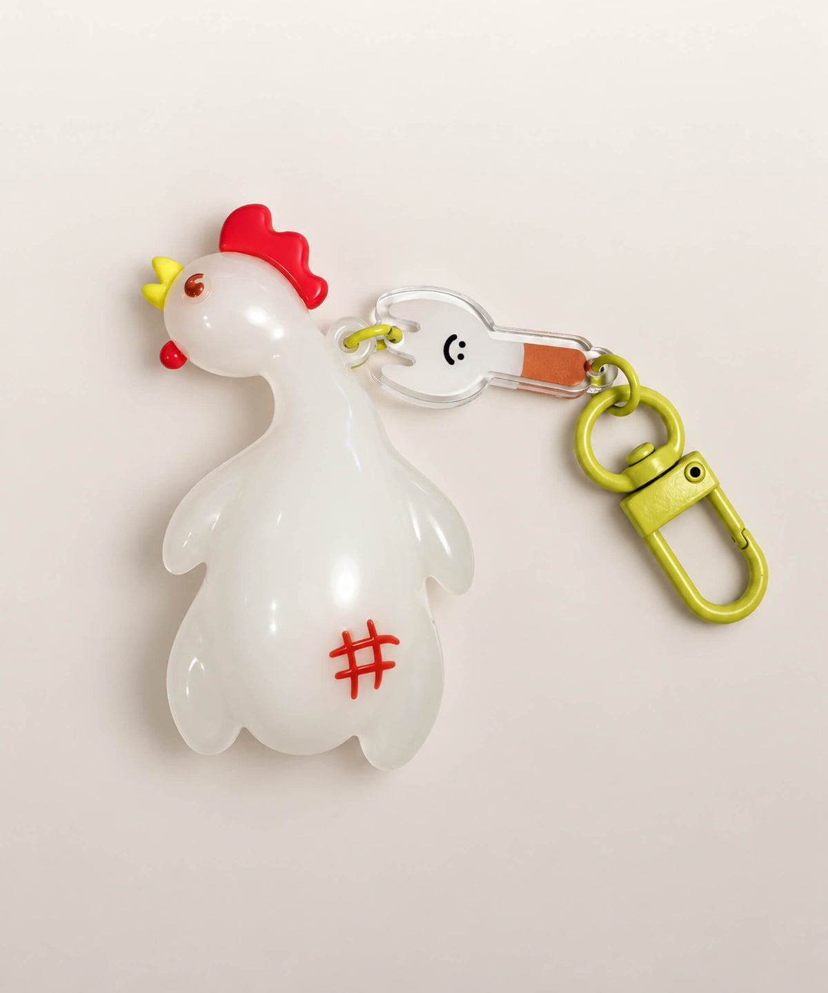 Translucent Chicken UV colour-changing keychain with clip