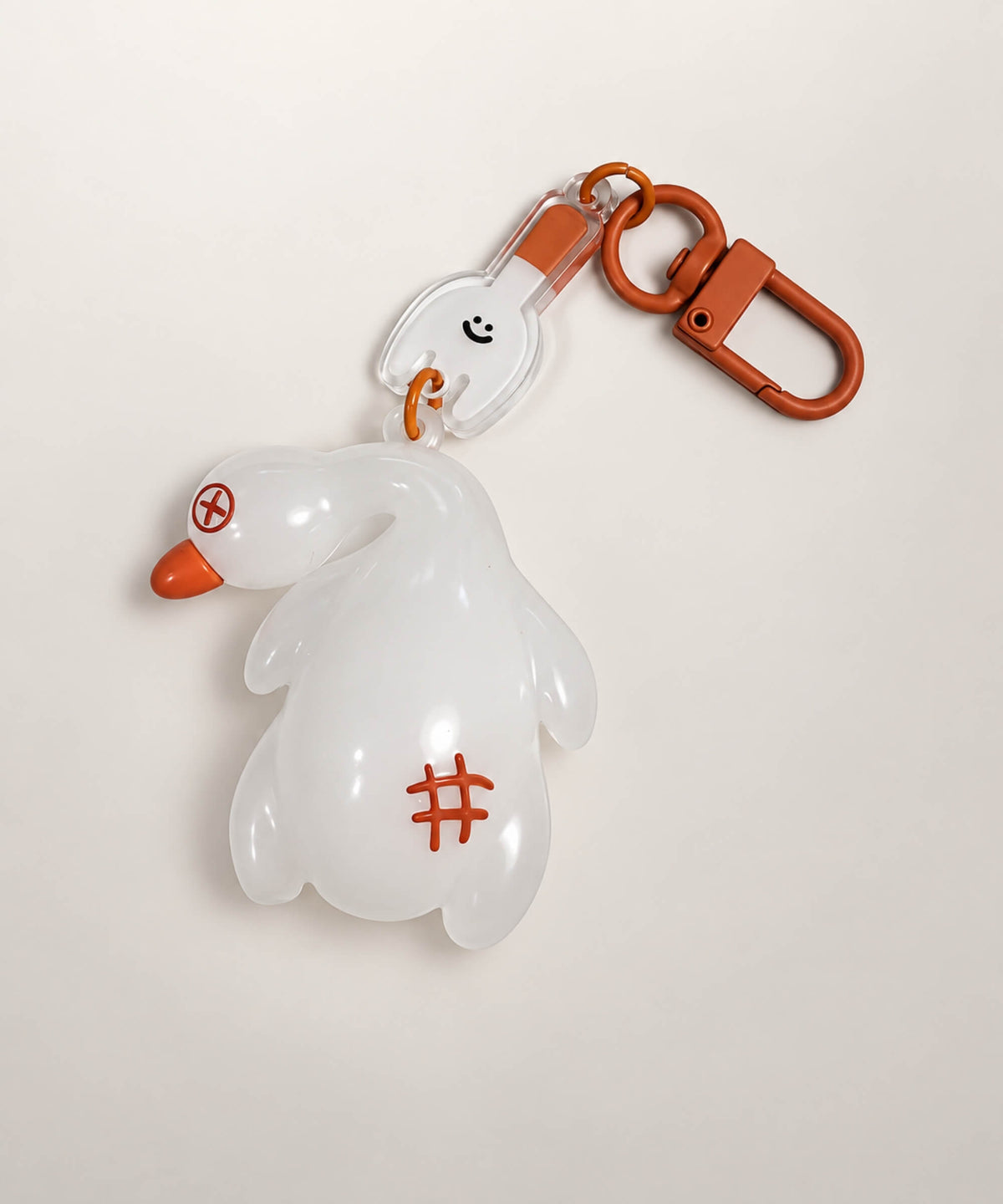 Translucent Duck UV colour-changing keychain with clip